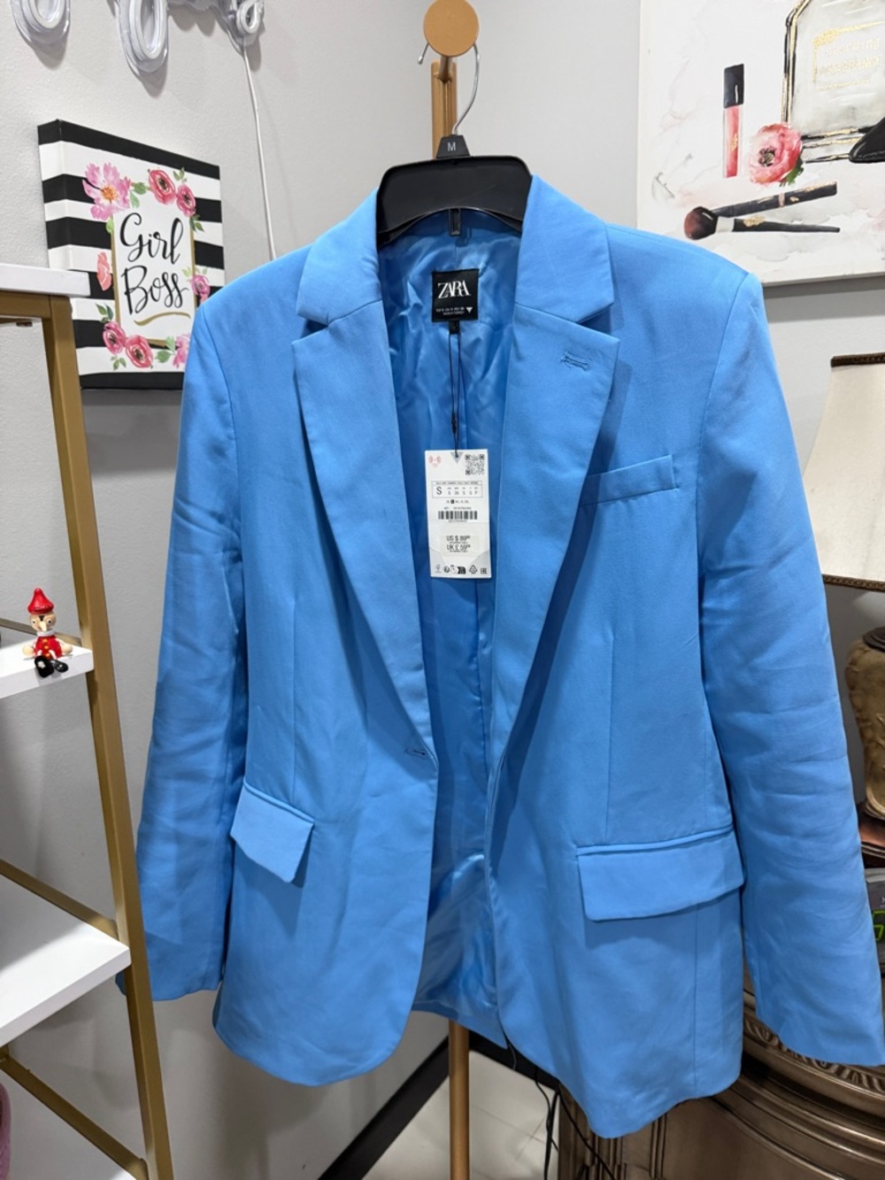 Zara Light Blue Single-Breasted Blazer - Picture 2 of 10